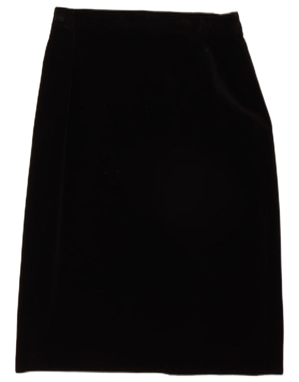 LIBRA Womens High Waist Velvet Pencil Skirt UK 16 Large W28  Black Cotton