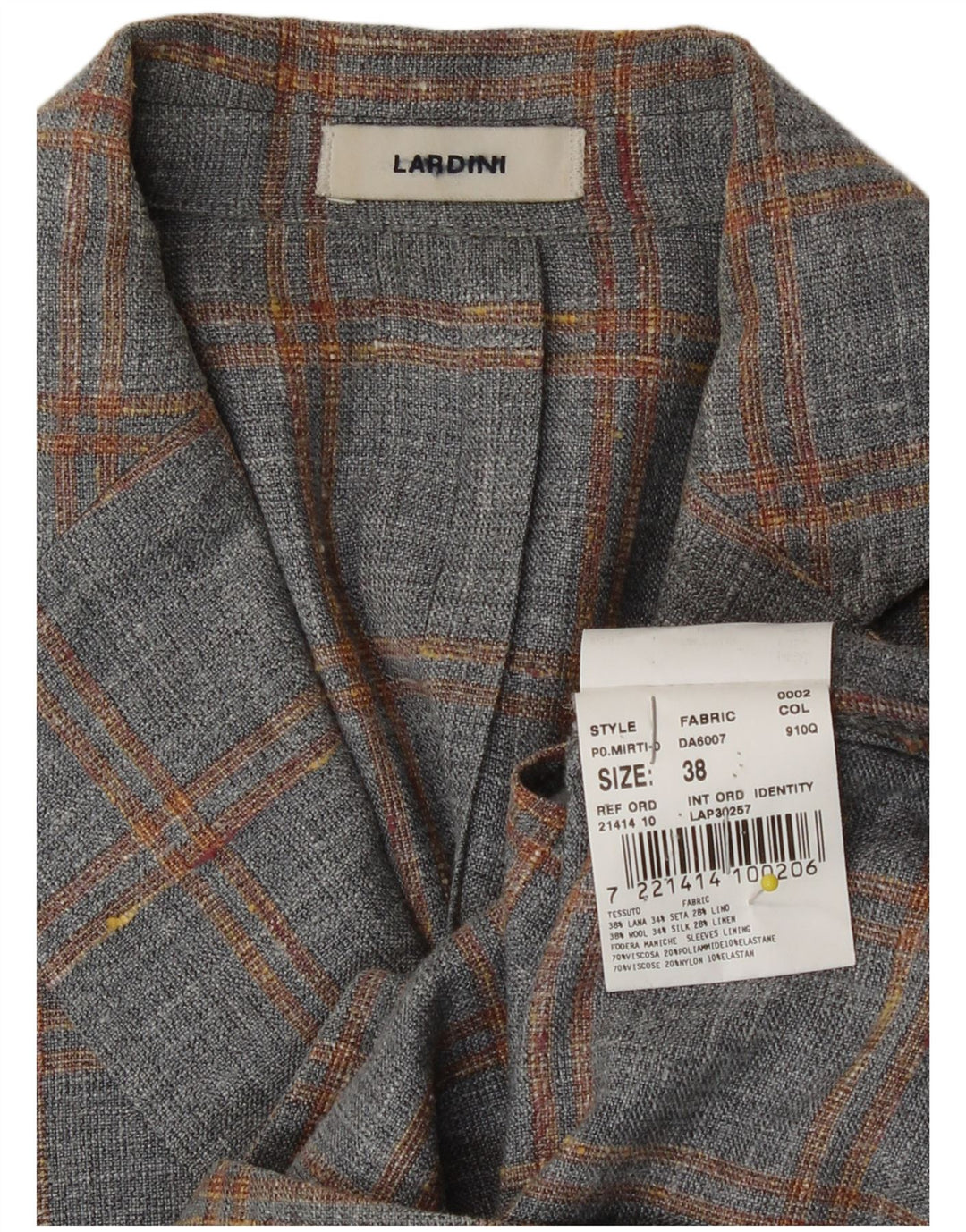 Lardini Womens 2 Button Blazer Jacket IT 38 XS Grey Check Wool