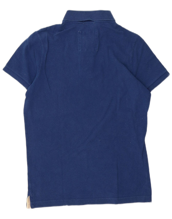 Hollister Mens Graphic Polo Shirt Small Navy Blue Cotton
