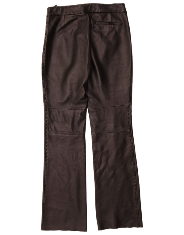 Mango Womens Straight Leather Trousers IT 42 Medium W30 L35 Black