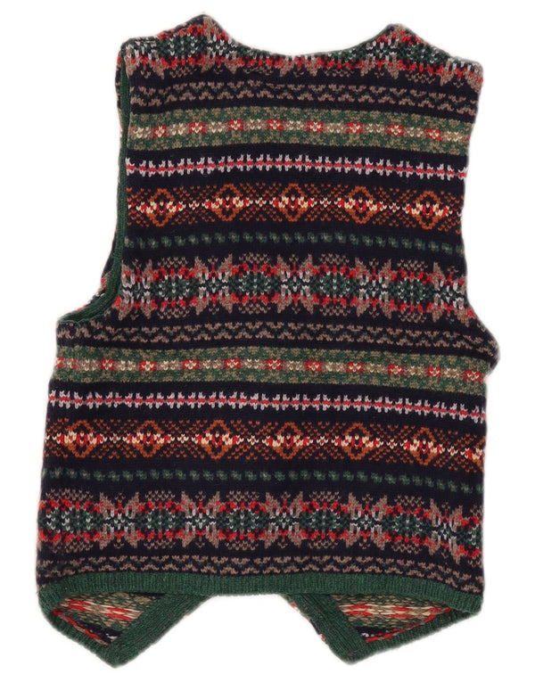Zara Womens Crop Waistcoat UK 8 Small Multicoloured Geometric Wool