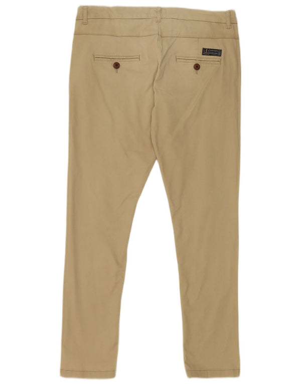 Superdry Mens Skinny Low Waist Chino Trousers Large W34 L30 Beige Cotton
