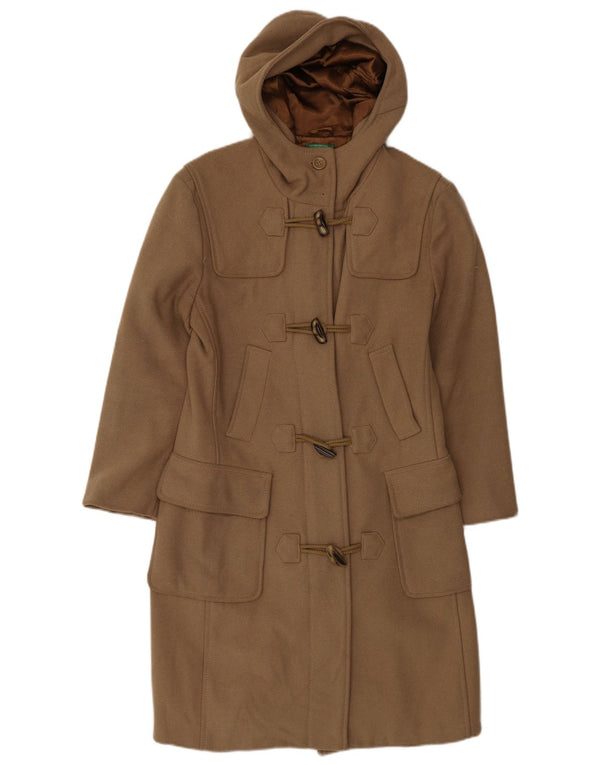 Benetton Womens Hooded Duffle Coat UK 10 Small Beige
