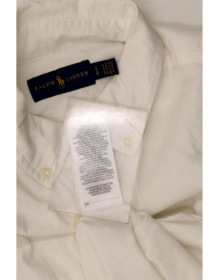 RALPH LAUREN Womens Short Sleeve Shirt UK 16 Large White Cotton