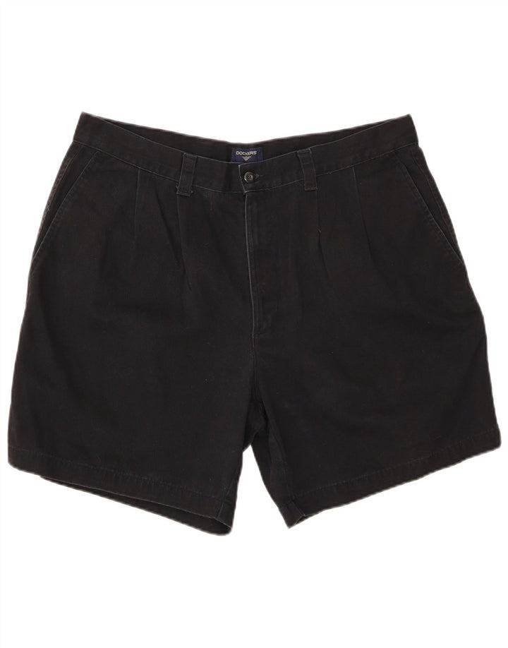 DOCKERS Mens Pegged Chino Shorts W36 Large Black Cotton