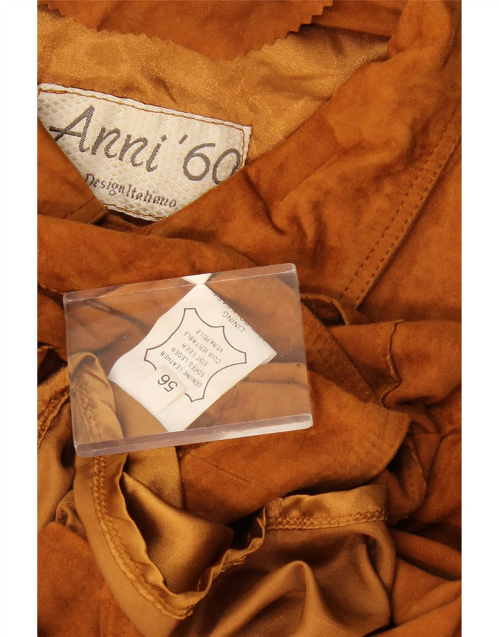 Vintage Mens Suede Jacket EU 56 3XL Brown Leather