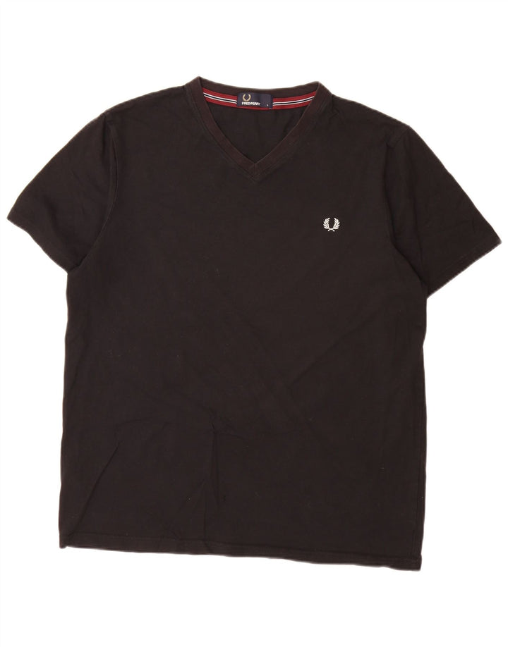 Fred Perry Mens T-Shirt Top Large Black Cotton