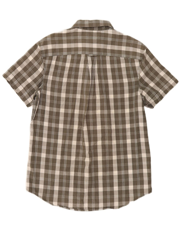 Penguin Mens Heritage Short Sleeve Slim Fit Shirt Medium Khaki Check Cotton
