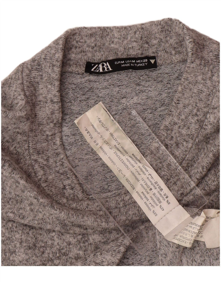 ZARA Womens Top Long Sleeve UK 12 Medium Grey Flecked Viscose