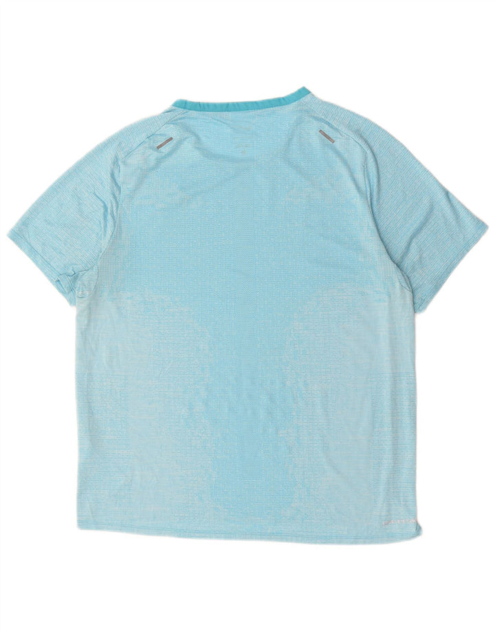 Nike Mens Dri Fit T-Shirt Top Large Blue Pinstripe Polyester