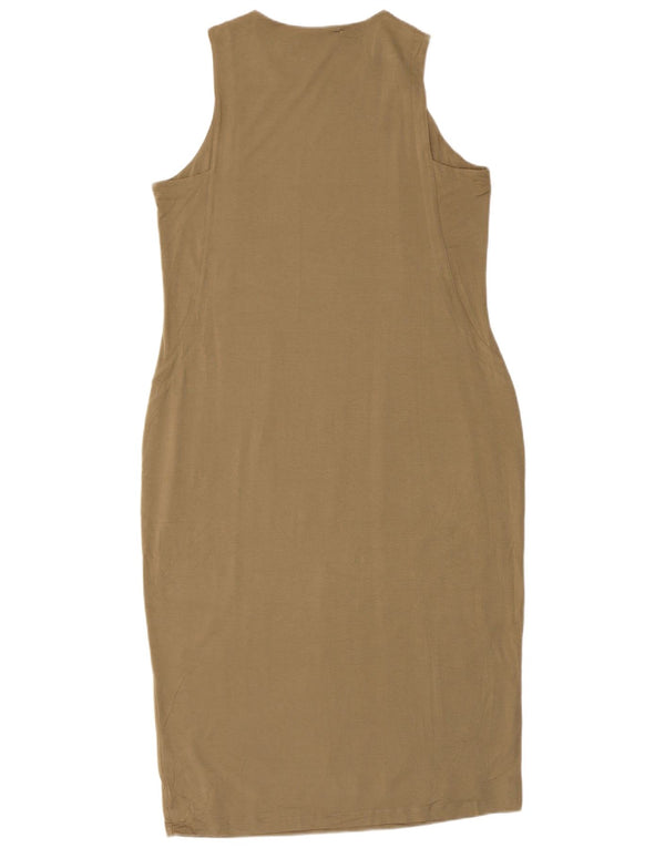 Ralph Lauren Womens Sleeveless Sheath Dress UK 14 Large Khaki Viscose