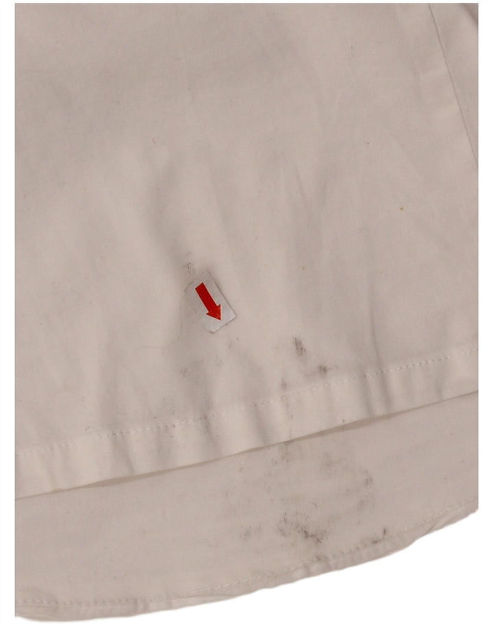 NARACAMICIE Womens Sleeveless Blouse Top UK 8 Small White Pinstripe Cotton