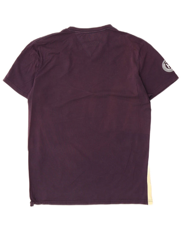 Tommy Hilfiger Mens Graphic T-Shirt Top Medium Navy Blue Colourblock Cotton