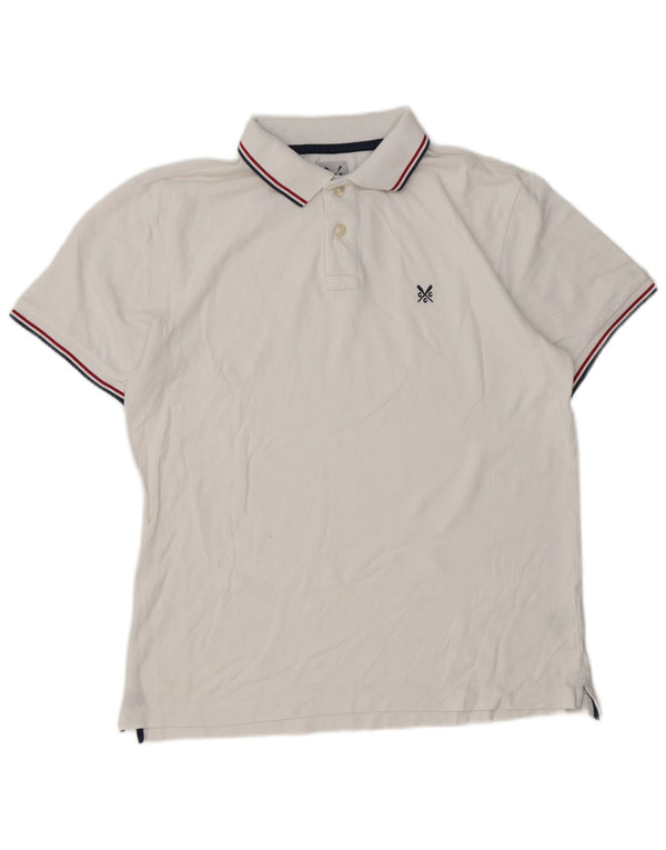 Crew Clothing Mens Polo Shirt Medium White Cotton