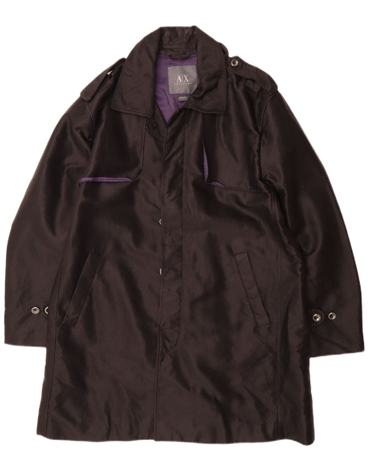 Armani Exchange Mens Trench Coat UK 42 XL Black Cotton