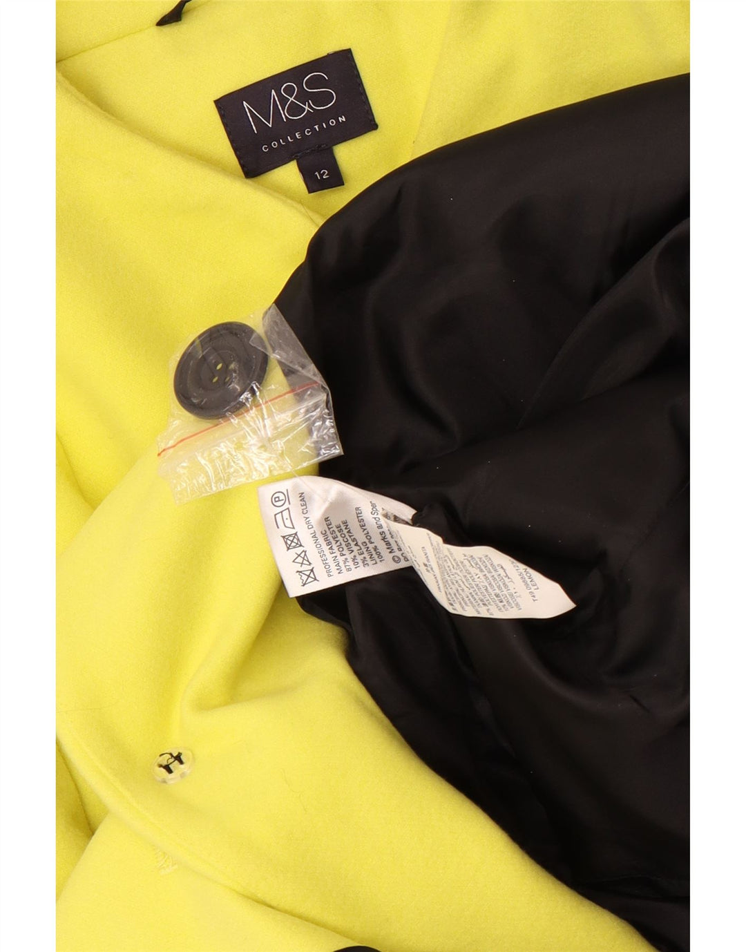 Marks & Spencer Womens 4 Button Longline Blazer Jacket UK 12 Medium Yellow