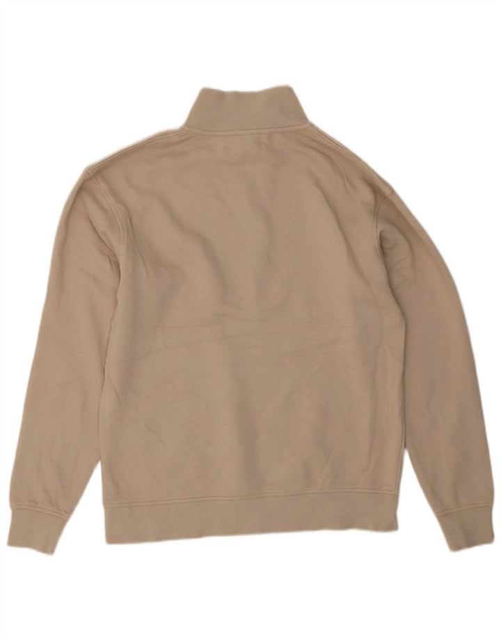 Jack & Jones Mens Graphic Zip Neck Sweatshirt Jumper Medium Beige Cotton
