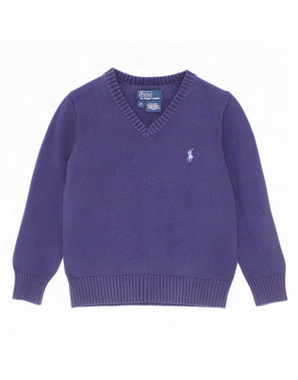 Polo Ralph Lauren Baby Boys V-Neck Jumper Sweater 18-24 Months Navy Blue