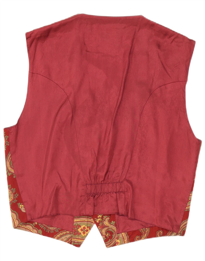 Wit Boy Mens Waistcoat Medium Burgundy Paisley Viscose
