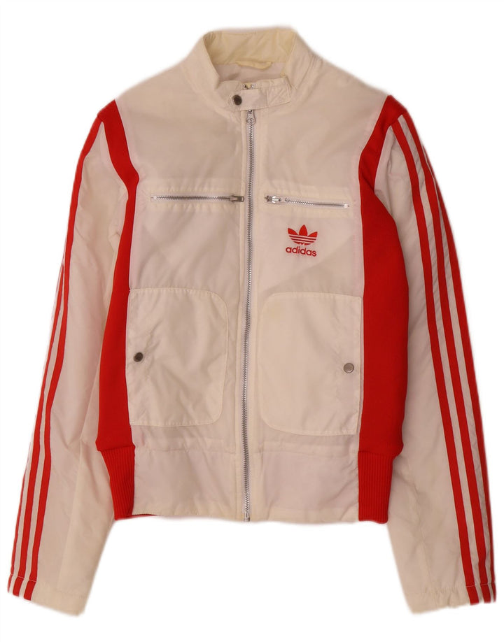 Adidas Womens Bomber Jacket UK 8 Small White Colourblock Polyester