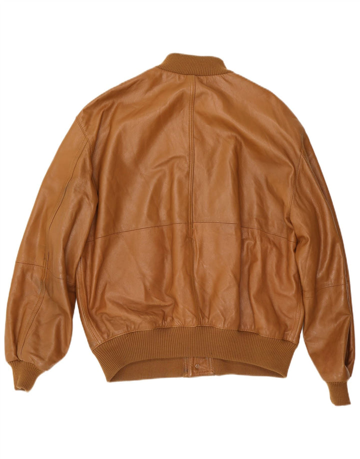 Helen Hubert Mens Leather Jacket UK 44 2XL Brown Leather