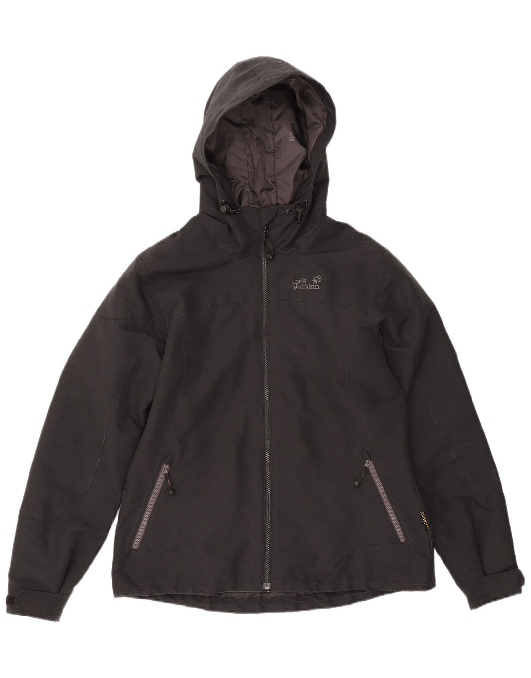 Jack Wolfskin Womens Hooded Windbreaker Jacket UK 16 Large Black Polyester