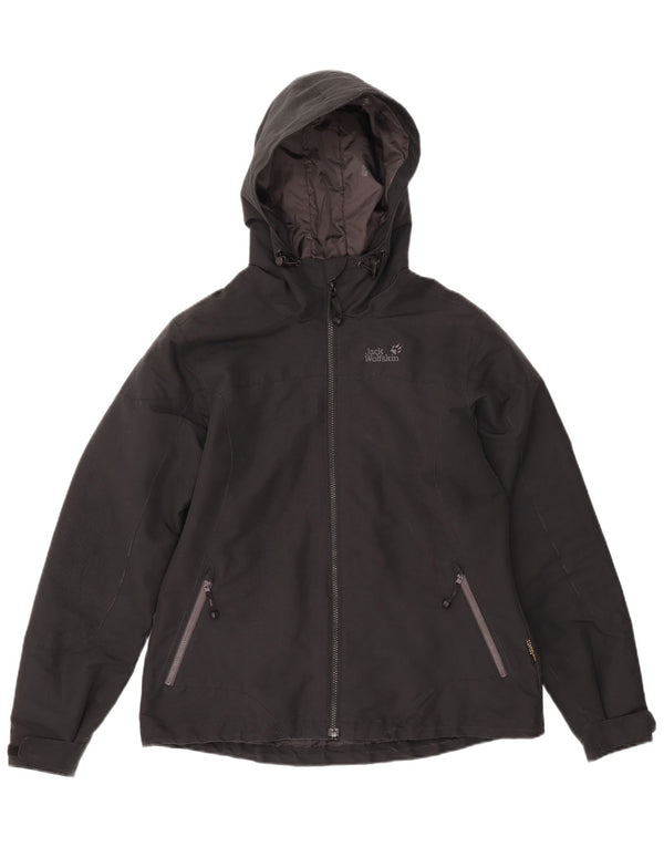 Jack Wolfskin Womens Hooded Windbreaker Jacket UK 16 Large Black Polyester