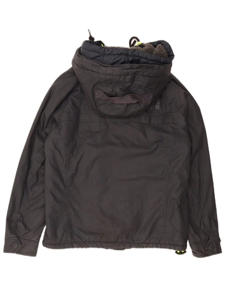 Superdry Mens Hooded Windbreaker Jacket UK 40 Large Navy Blue Logo