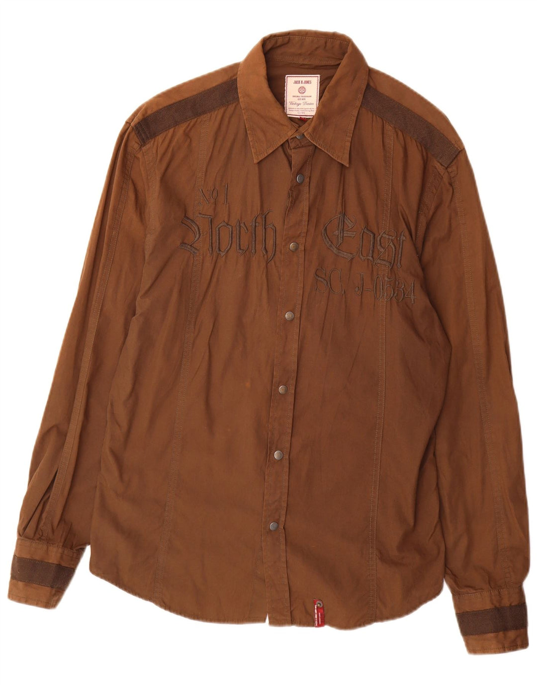 Jack & Jones Mens Graphic Shirt Large Brown Cotton