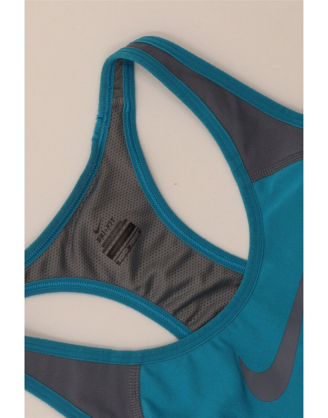 NIKE Womens Dri Fit Graphic Vest Top UK 12 Medium Blue Colourblock