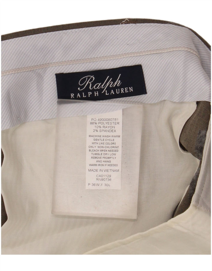 Ralph Lauren Mens Straight Suit Trousers W36 L30 Beige Polyester