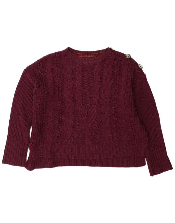 Marks & Spencer Womens Crew Neck Jumper Sweater UK 12 Medium Burgundy