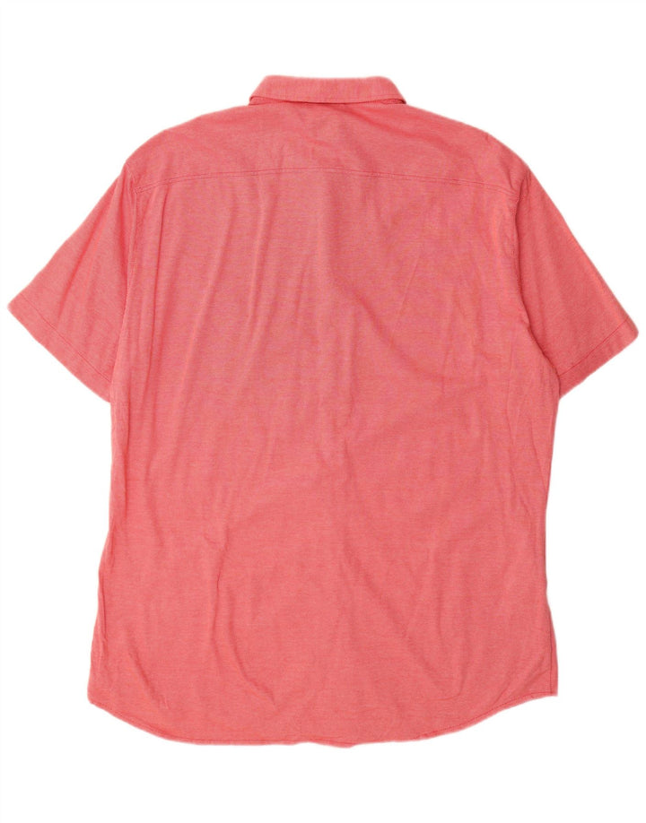 Hugo Boss Mens Stretch Short Sleeve Regular Fit Shirt XL Red Cotton