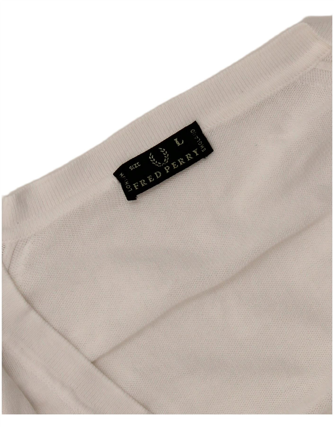 Fred Perry Womens V-Neck Jumper Sweater UK 14 Large White