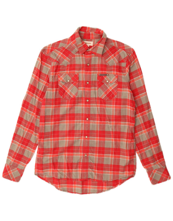 DIESEL Mens Shirt Small Red Check Cotton