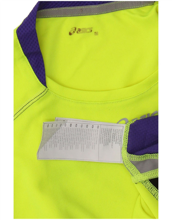 ASICS Mens Vest Top Small Yellow Colourblock Polyester