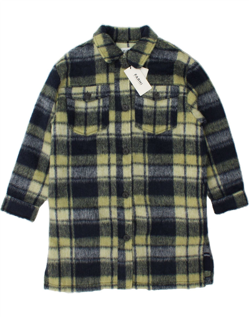 FARHI Womens Overcoat UK 10 Small Green Check Wool Vintage Farhi and Second-Hand Farhi from Messina Hembry 