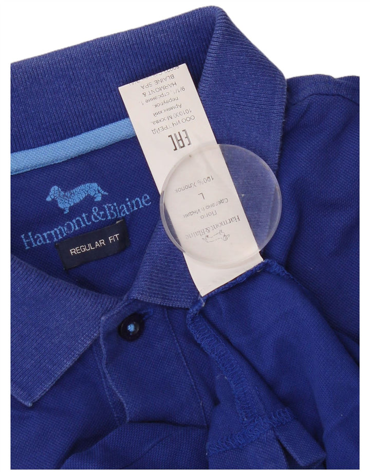 Harmont & Blaine Mens Regular Fit Polo Shirt Large Blue
