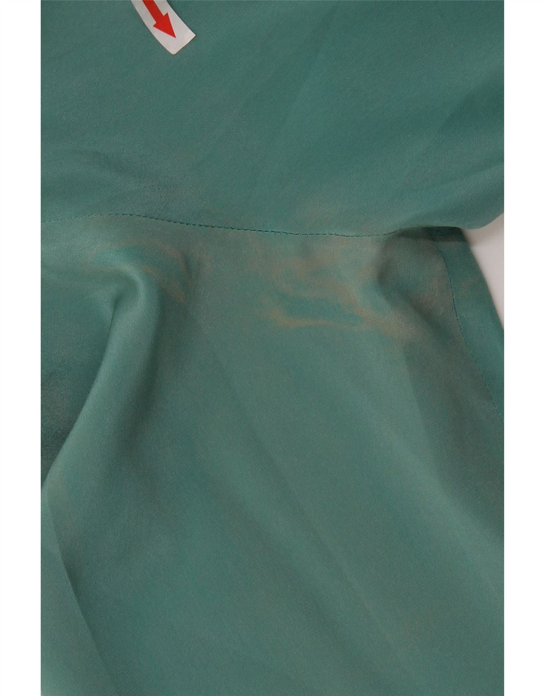 VINTAGE Womens Front Tie Long Sleeve Blouse Top UK 16 Large Green Silk