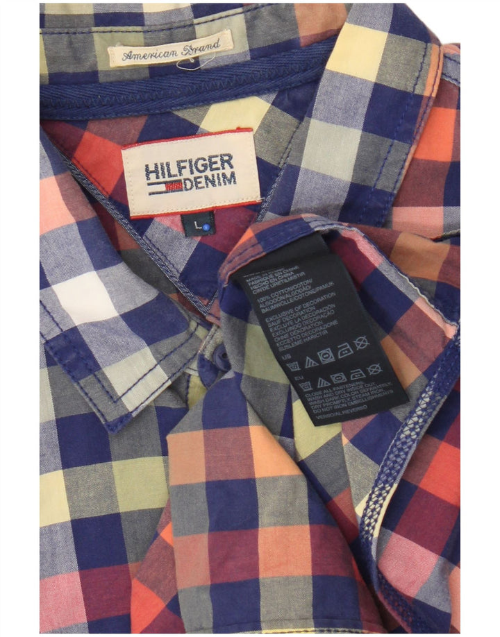 Tommy Hilfiger Mens Short Sleeve Shirt Large Multicoloured Check Cotton
