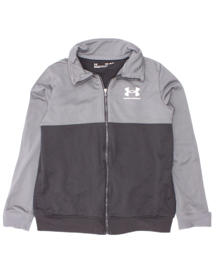 Under Armour Boys Tracksuit Top Jacket 9-10 Years Medium Grey Colourblock
