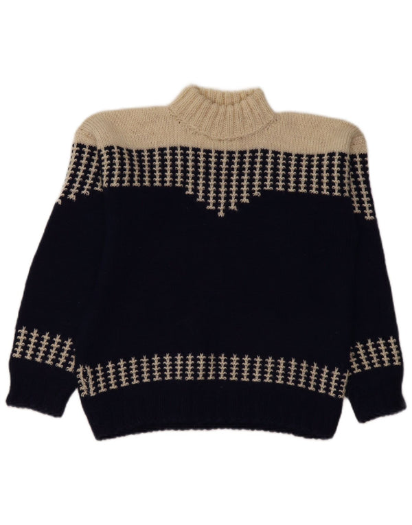 VINTAGE Womens Turtle Neck Jumper Sweater UK 14 Medium Navy Blue