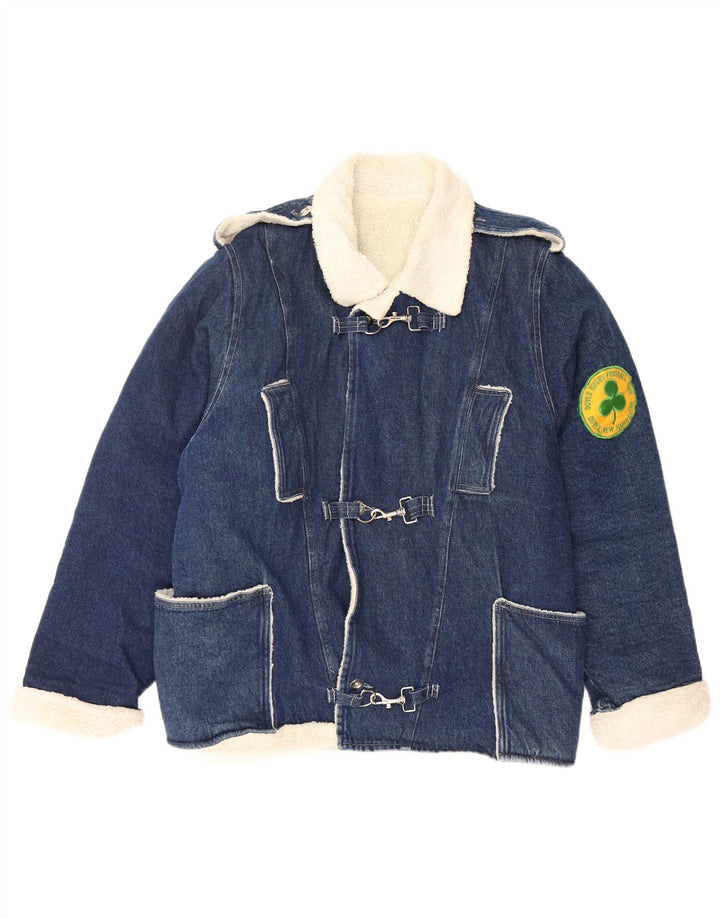 VINTAGE Mens Dover Sherpa Denim Jacket UK 40 Large Blue