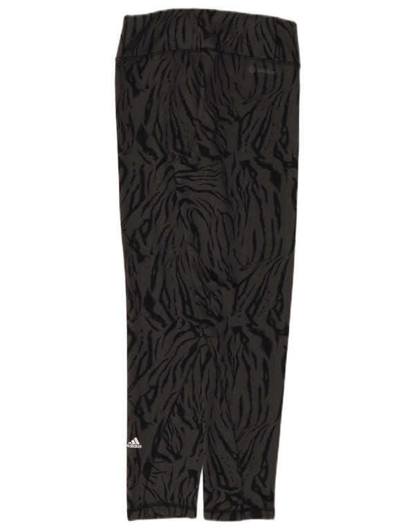 Adidas Girls Leggings 13-14 Years Grey Animal Print Polyester