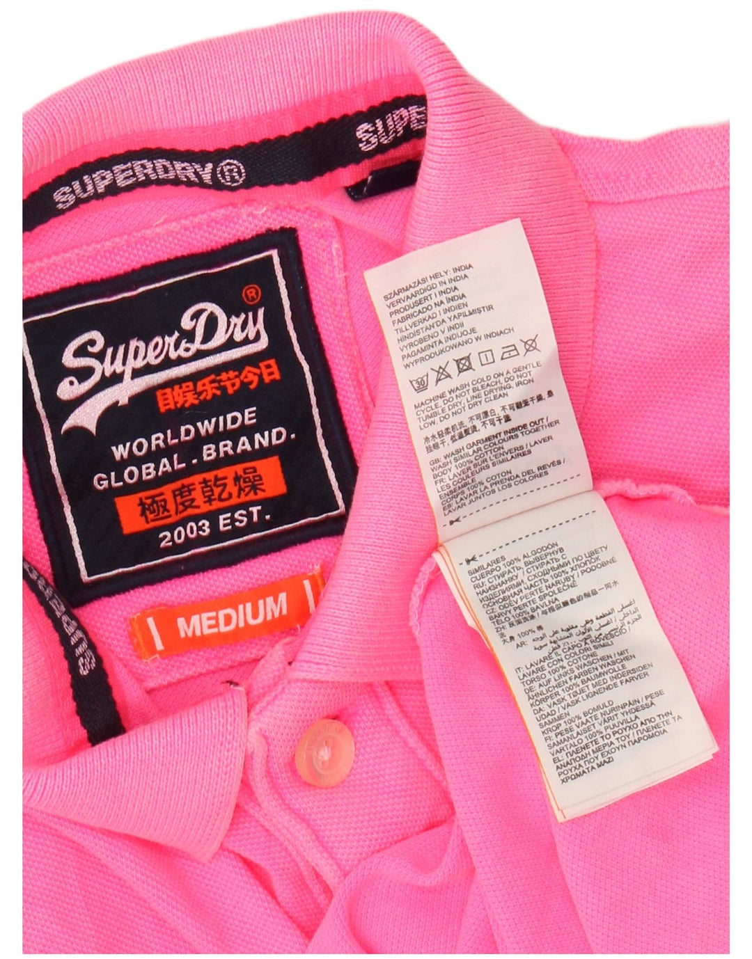SUPERDRY Mens Polo Shirt Medium Pink Cotton