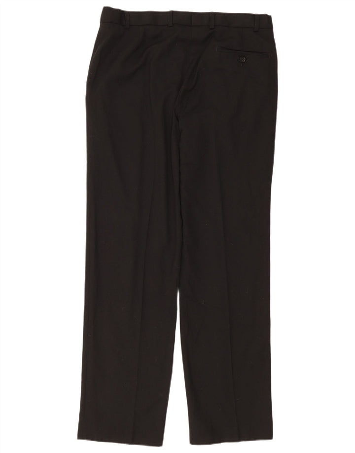 Marks & Spencer Mens Straight Suit Trousers W34 L33 Black Polyester