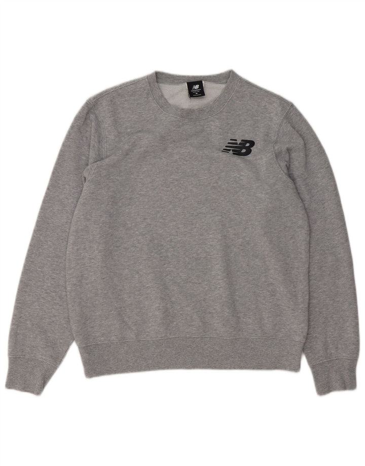 New Balance Mens Sweatshirt Jumper Medium Grey Flecked Cotton