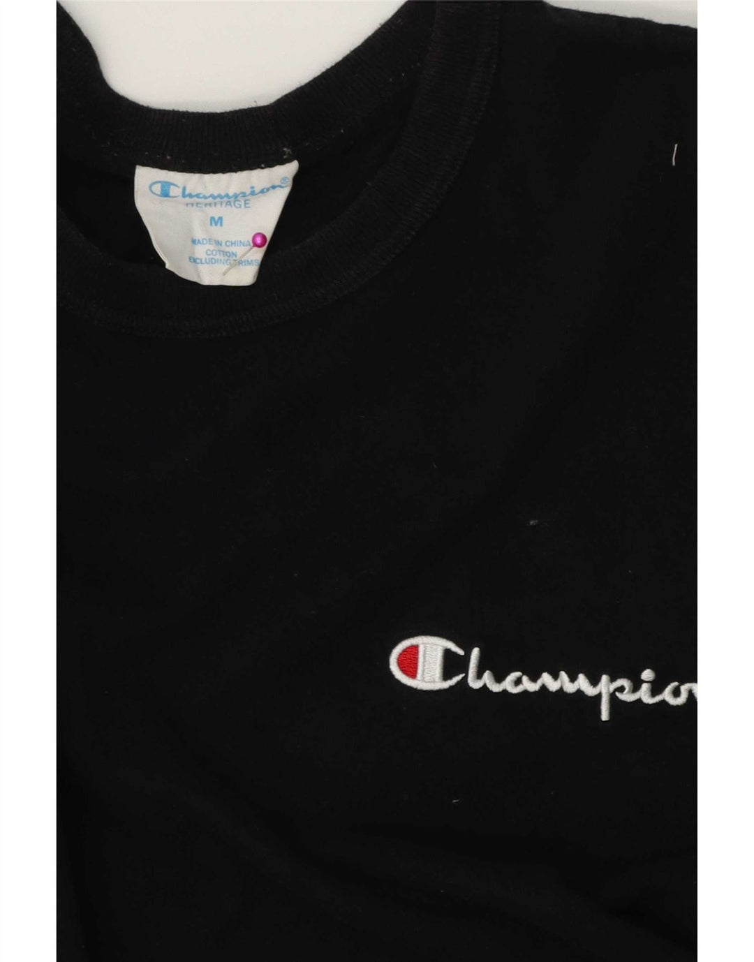 Champion Mens T-Shirt Top Medium Black Cotton