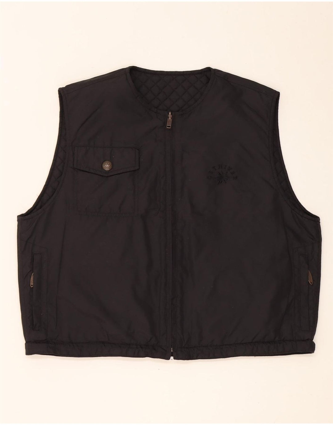 Vintage Womens Oversized Reversible Quilted Gilet UK 12 Medium Black Nylon