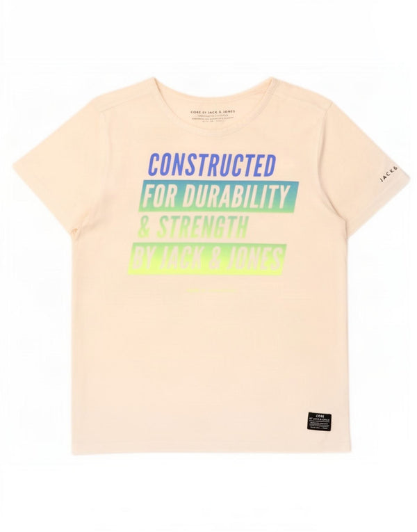 Jack & Jones Mens Core Graphic T-Shirt Top Large Off White